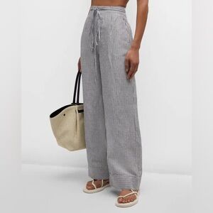 Onia Air Linen Striped Paperbag Trousers